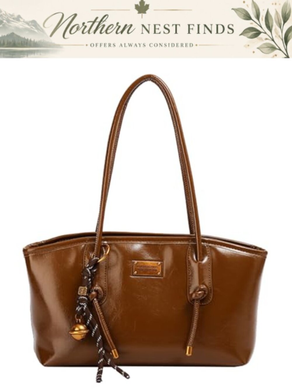 Vegan Leather Shoulder Bag Retro Sling Purse with Zipper Closure
